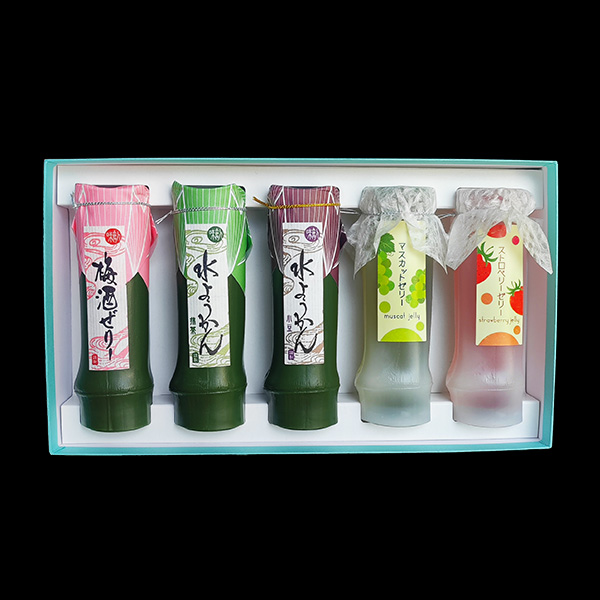 竹水羊羹3本と"おまかせフルーツゼリー2本"セット